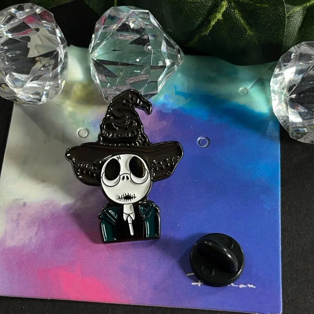Jack Farmer Hat Lapel Pin Skeleton American Gothic Badge Brooch Accessories Pin